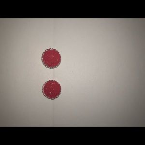 Red Druzy Studs.